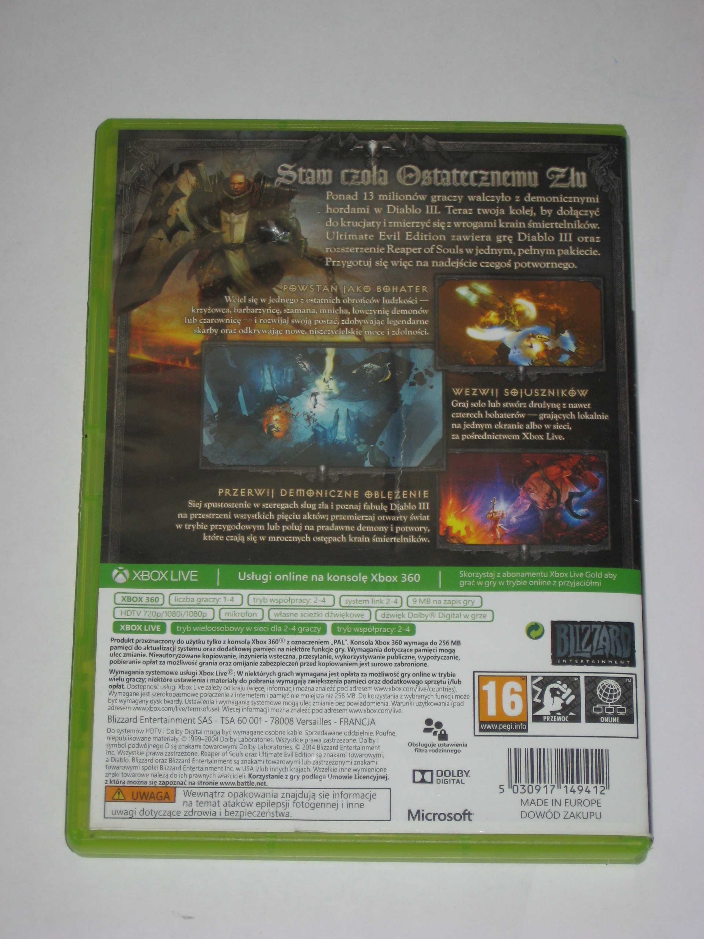 Gra Diablo 3 Diablo III Reaper of Souls XBOX360 bdb po polsku! xbox360