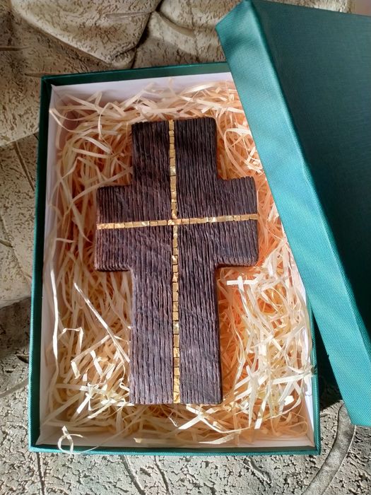 хрест настінний інкрустований мозаїкою з сусального золота