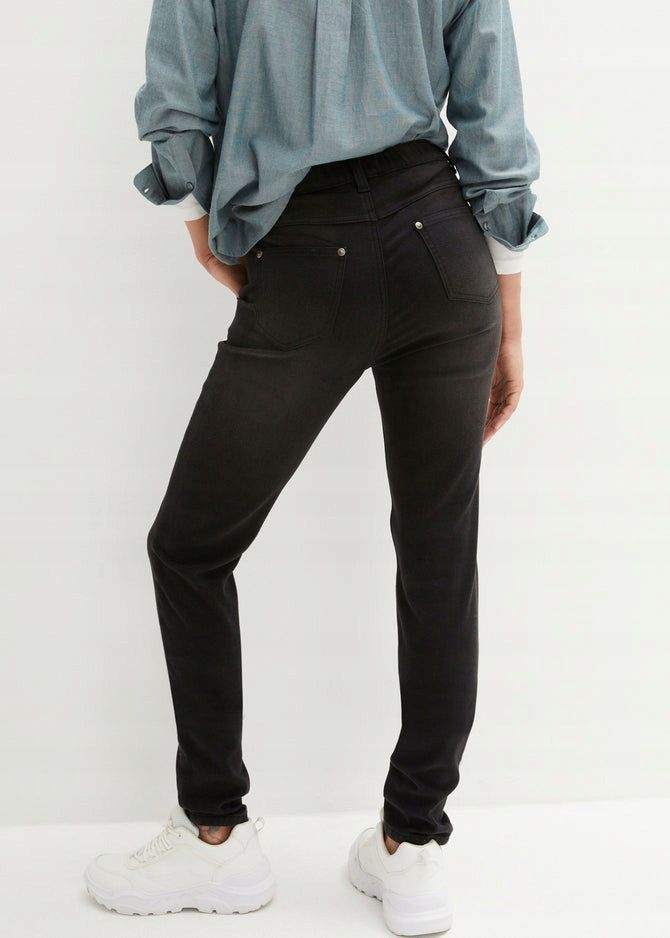 B.P.C jeansy termiczne czarne ocieplane skinny r.44