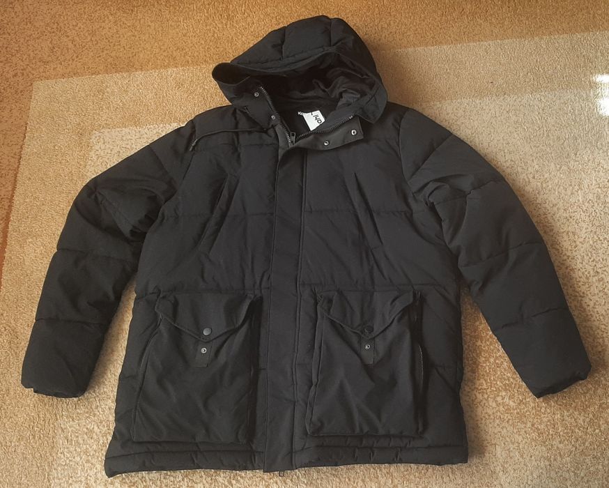 Kurtka zimowa męska ocieplana kaptur czarna XL Kappahl