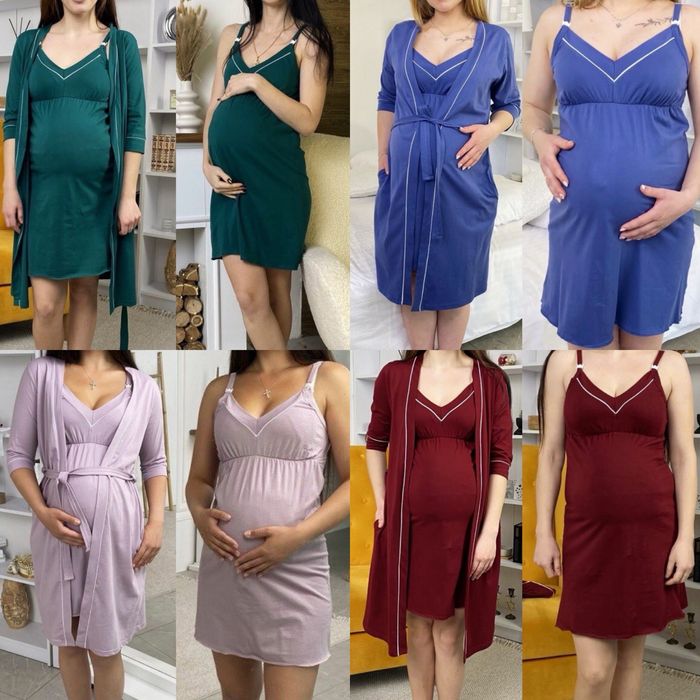 Халат з сорочкою в пологовий для вагітних та годуючих