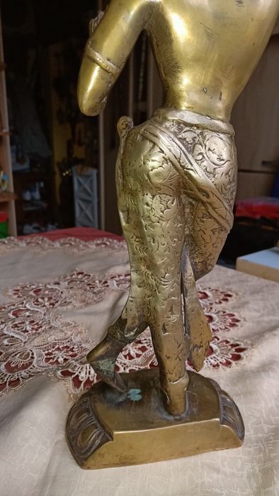 Vintage mosiężny posążek Maya Devi, matka Buddy Sha