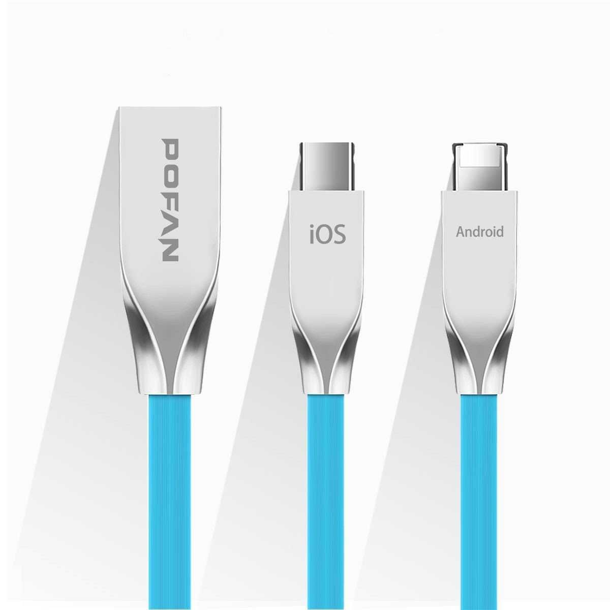 Кабель зарядки 2 в 1 USB-кабель Lightning, MicroUSB