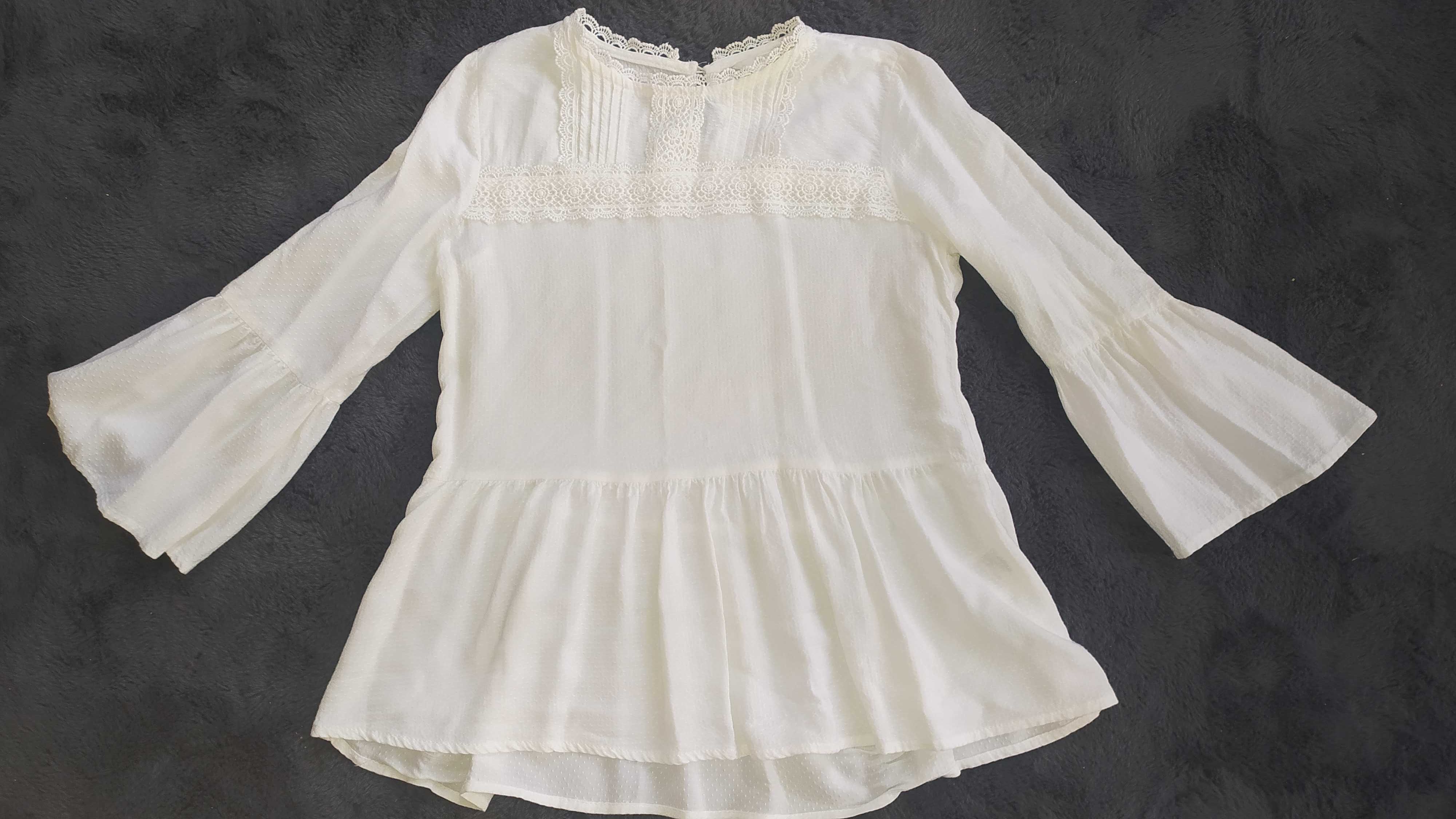Biała bluzka ładna dla dziewczynki 146 SMYK+ GRATIS