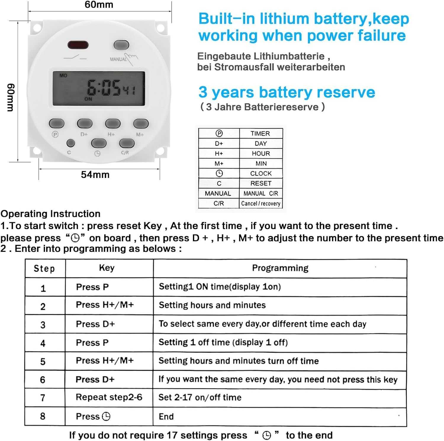 Zegar programowalny, CN101A DC 12 V, Tygodniowy timer przekaźnik