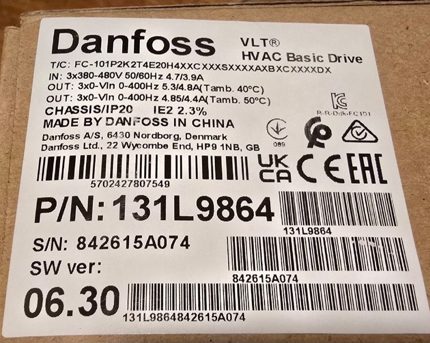 Falownik przekształtnik częstotliwości 3f Danfoss FC-101 131L9864 2,2