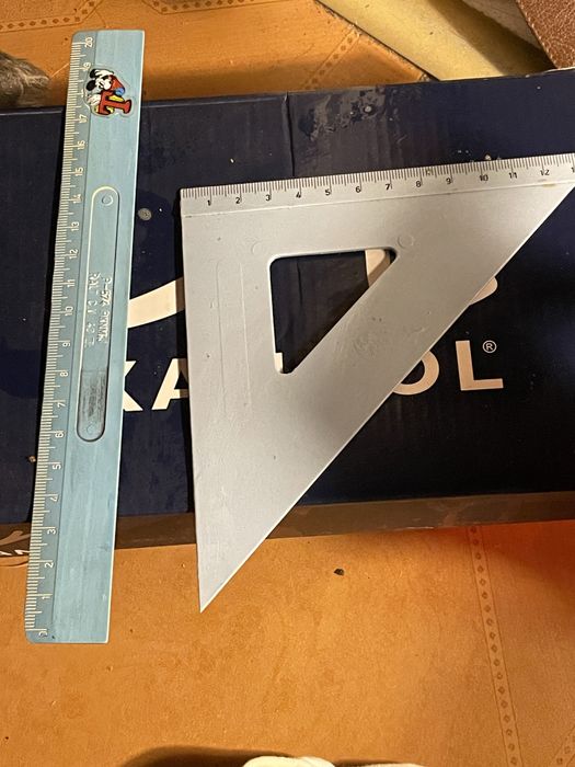 Zestaw vintage linijka i ekierka PRL