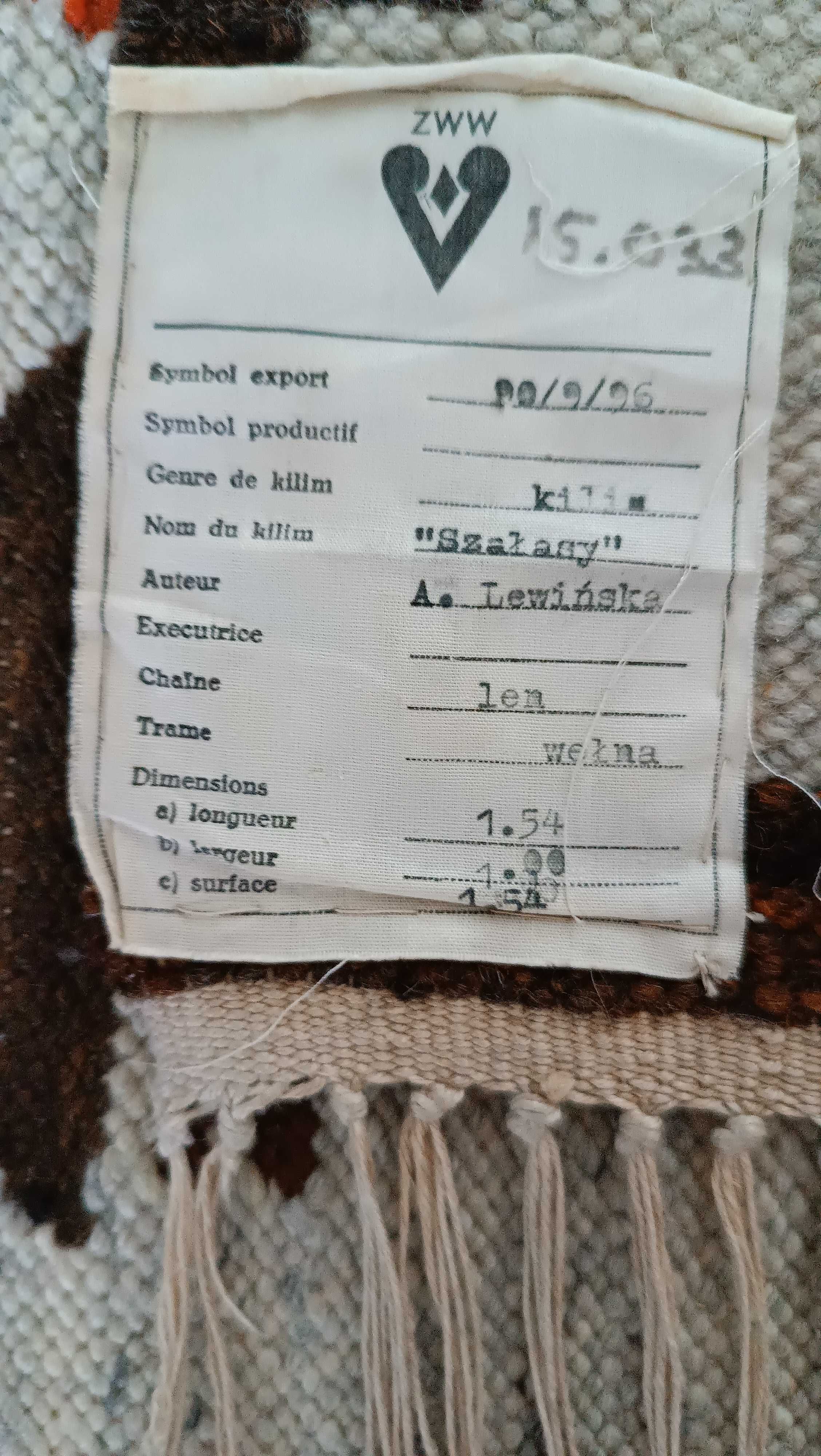 Kilim „Szałasy” Aleksandra Lewińska, Zakopiańskie Warsztaty Wzorcowe.