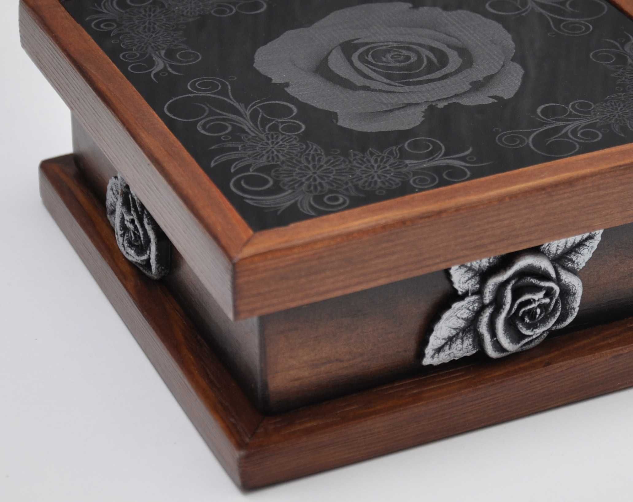 Caixa em madeira para joias - artesanato floreal rosas flor folhas