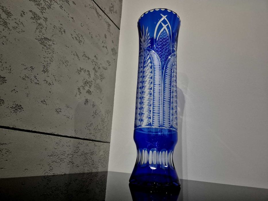 Wazon kobalt kryształowy GIGANT piękny niebieski klasyka !!!