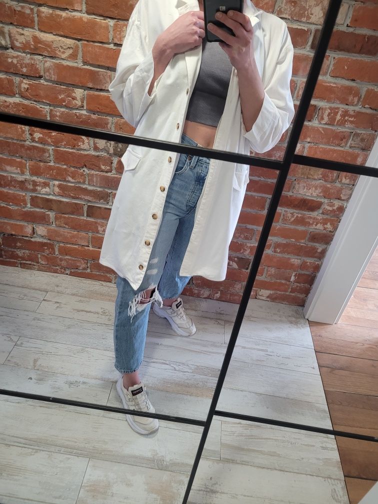 Biała lniana marynarka oversize boyfriend ASOS