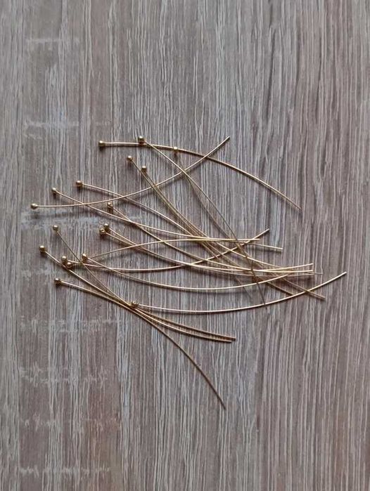 Szpilka z kulką srebro złocone 6cm drut 0,4mm - 18 szt.
