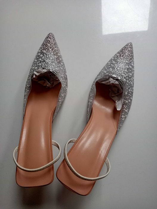 Czółenka eleganckie 38 nowe transparentne ozdobne