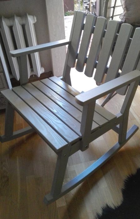 Drewniany fotel bujany ławeczka sosnowa