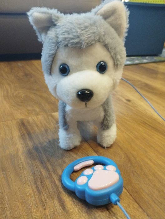 Interaktywny Piesek Husky na Smyczy Szczeka Chodzi Merda Ogonkiem