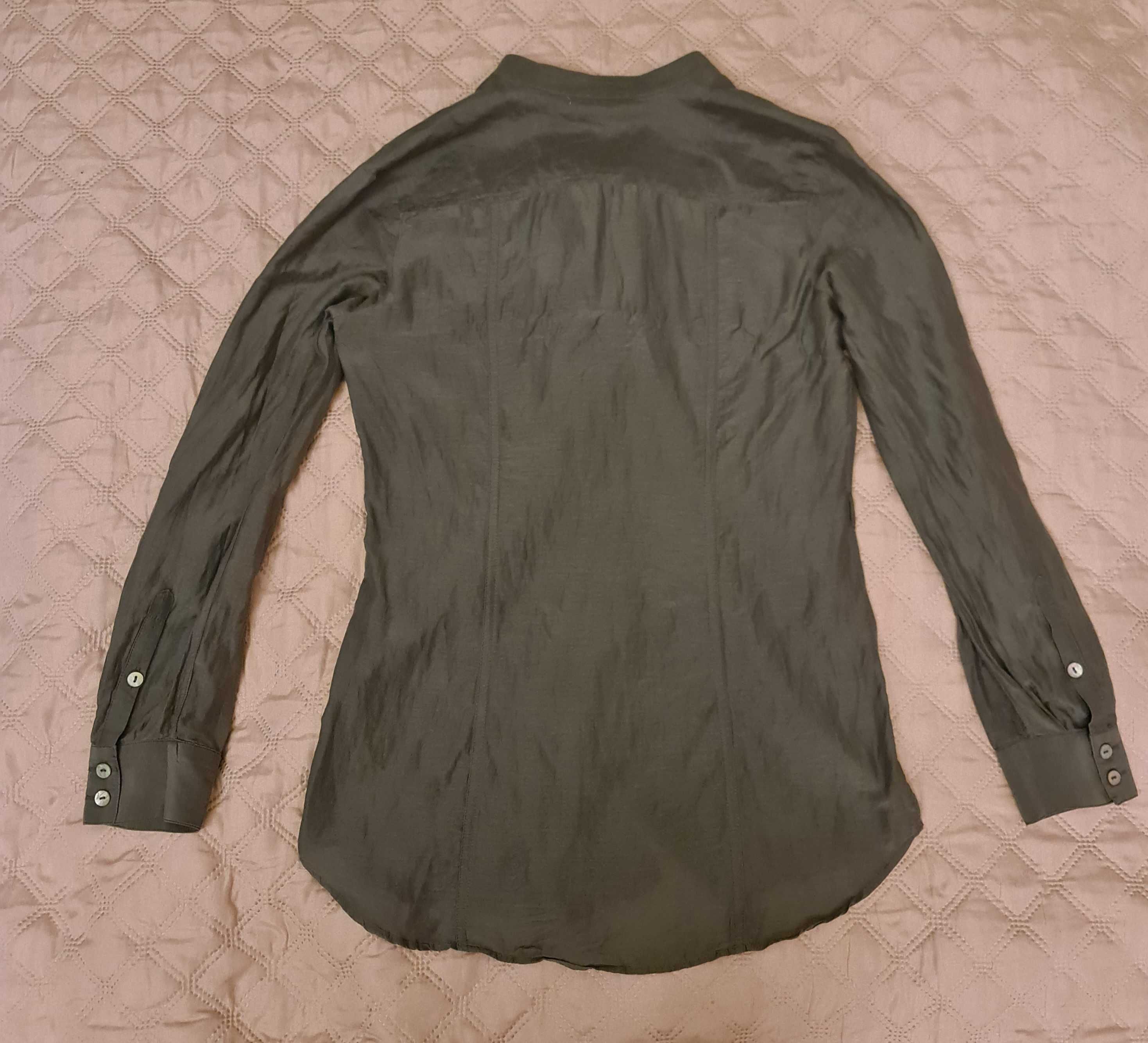H&M koszula z żabotem falbanka szara 34 36