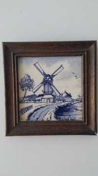 Decoração quadro pequenino moinho Holanda em loiça