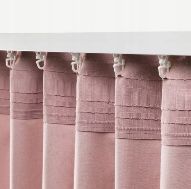 Ikea Sanela zaslony zaciemniajac różowe róż tasma dlugie aksamit welur