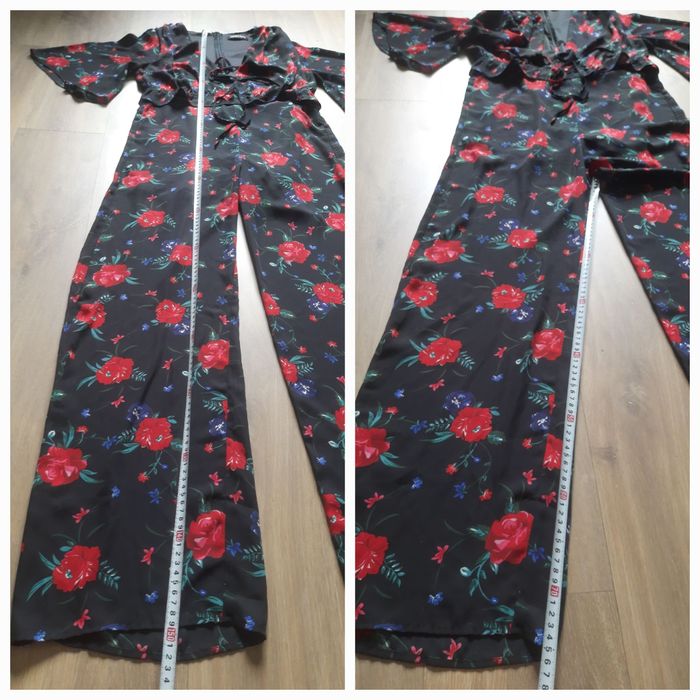 Kombinezon kwiaty wzorzysty elegancki wizytowy 38 M