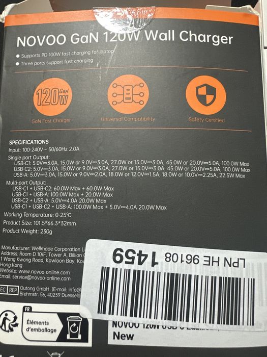 Novoo 120W Gan Fast Charger/Laptop Adapter