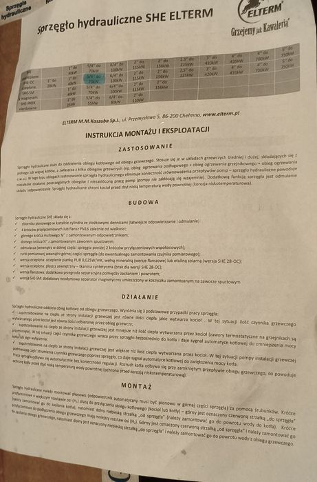 Sprzęgło hydrauliczne Elterm SHE70-OC 70kW