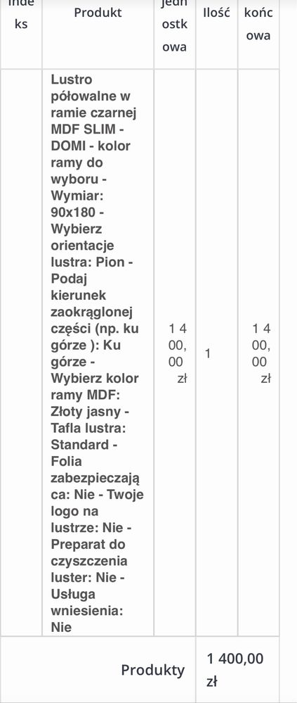 Piękne lustro Alfaram 90x180 / odbiór w Czosnowie