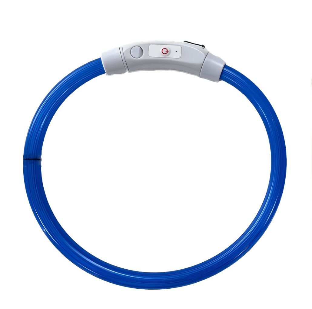 Obroża LED USB świecąca dla psa kota nowa niebieska rozm.S 35cm