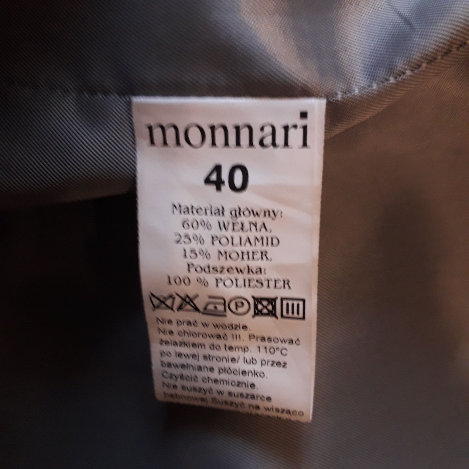 Szary płaszcz MONNARI 60% wełna  rozmiar L
