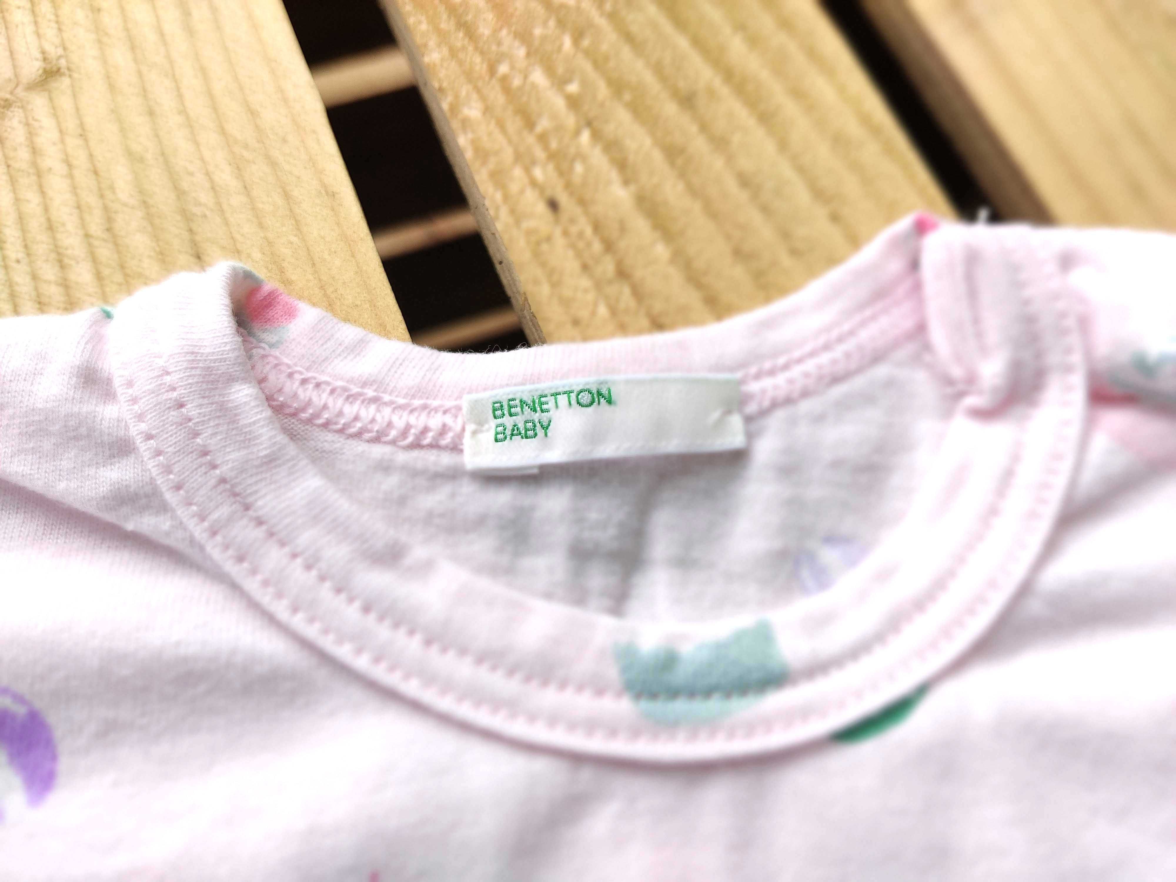 Benetton pudrowa bluzeczka cupcake delikatna cieniutka 68 cm