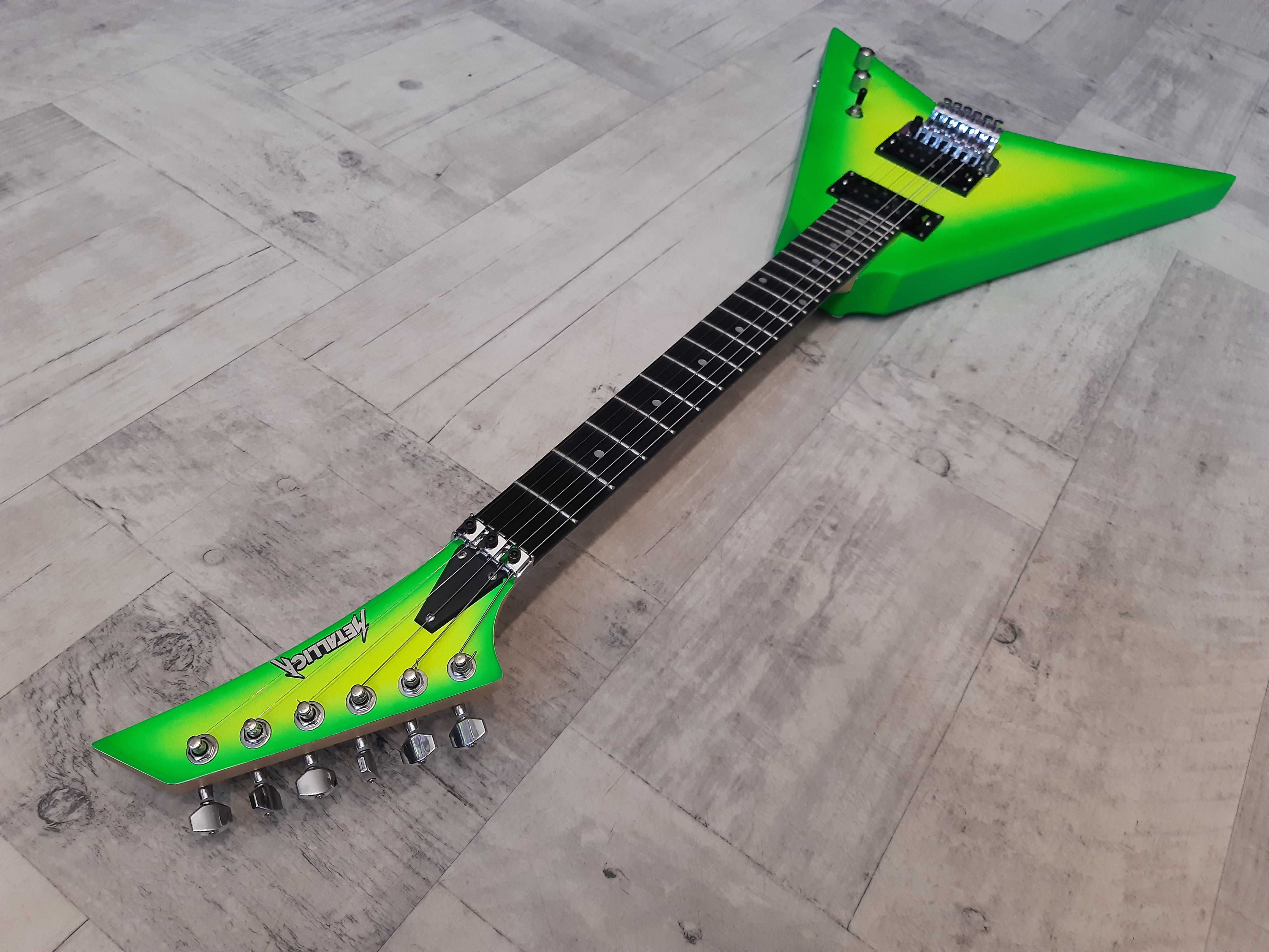 Gitara  do Metalu V-ka -yellow-green neon - wysyłka Gratis lub zamiana