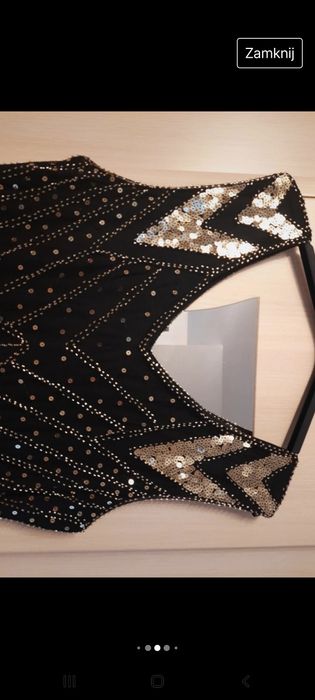 Sukienka czarno-złota z cekinami I frędzlami L/XL