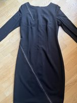 Piękna elegancka czarna sukienka ze zdobieniami Vissavi