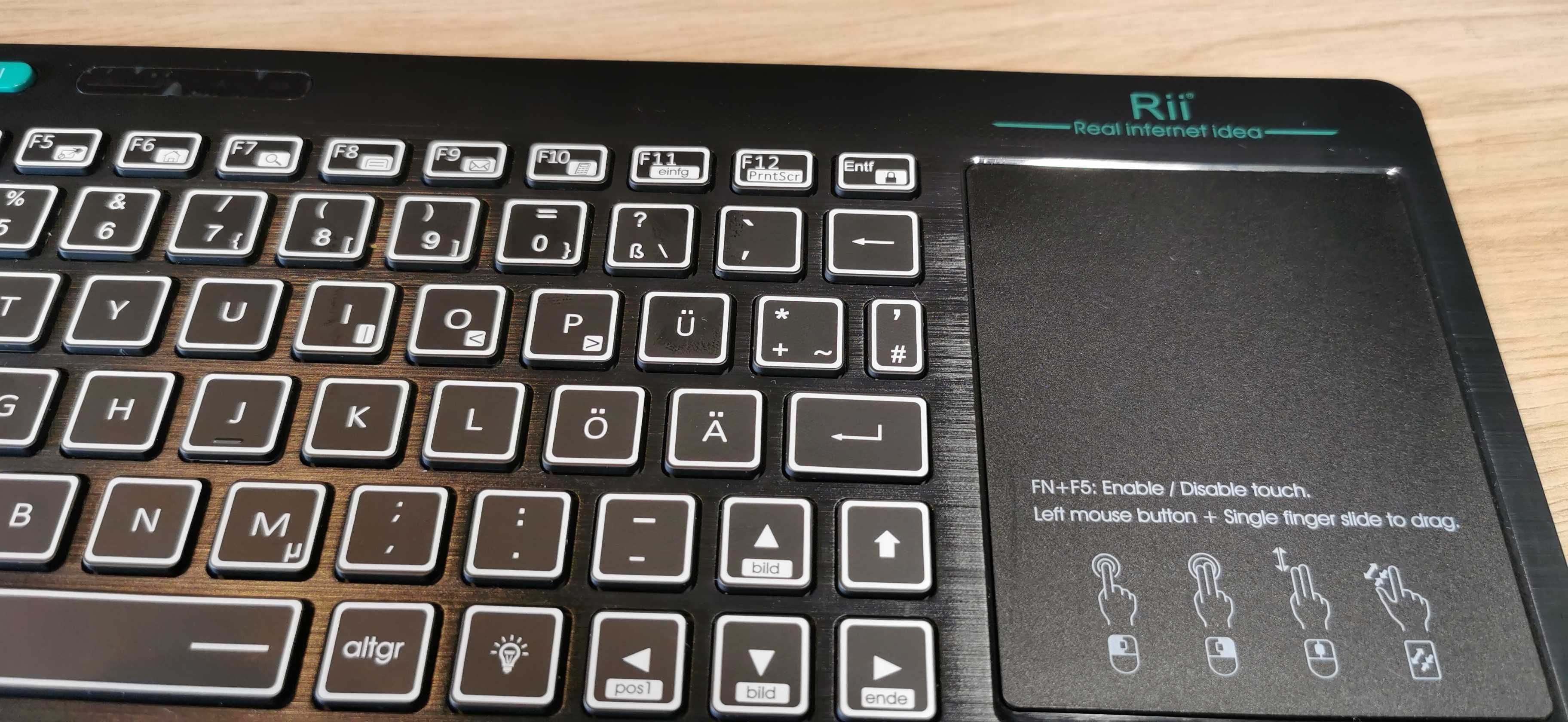 Klawiatura Bezprzewodowa RII RT518S Podświetlana z Touchpadem