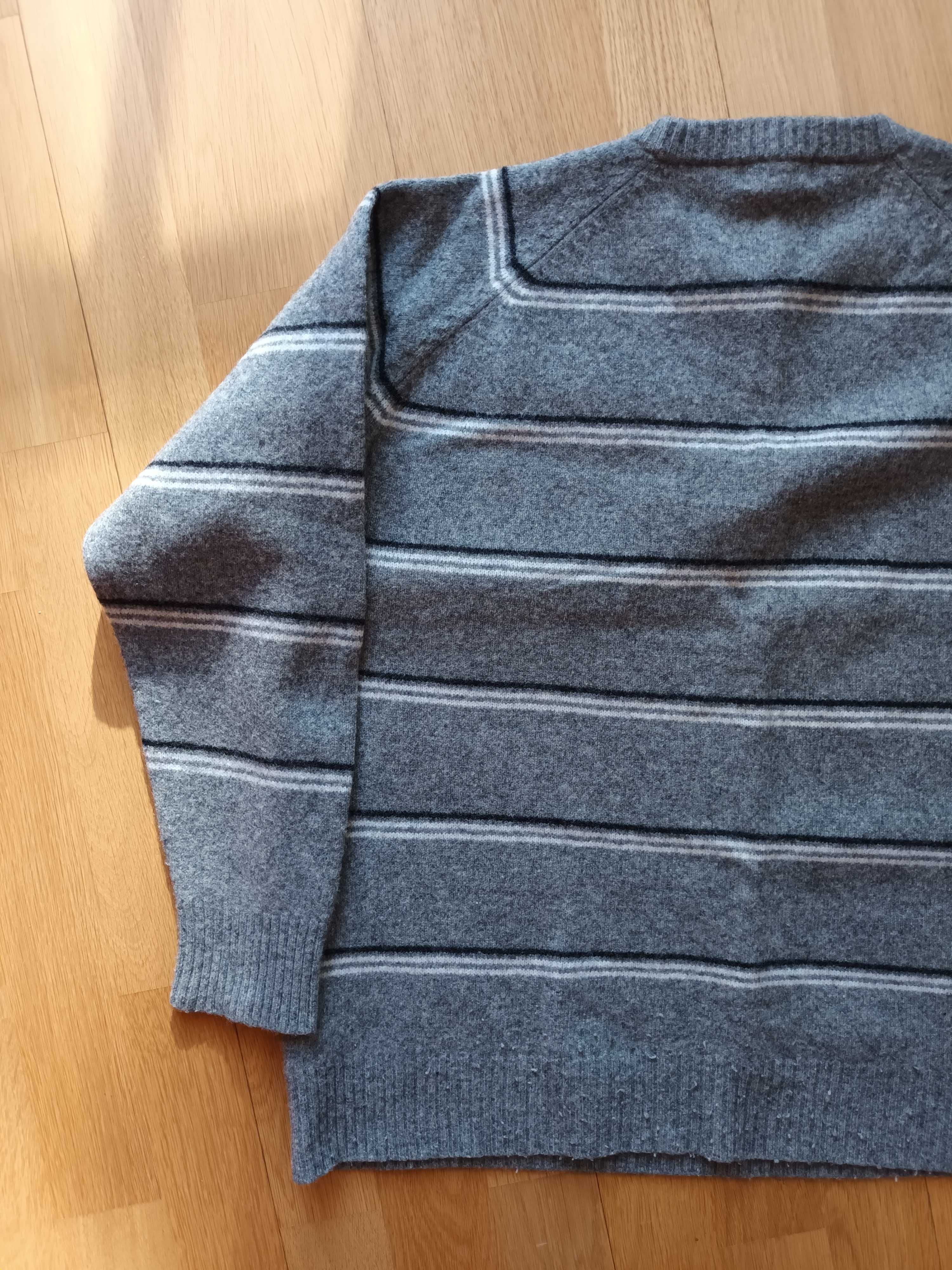 Sweterek Sweter szary w paski r. XL ciepły