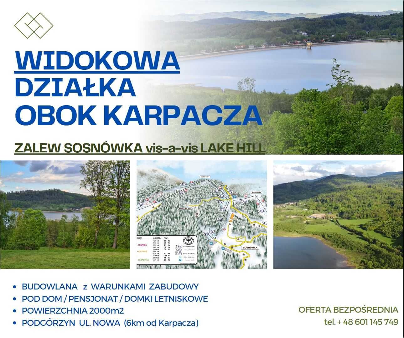 PEREŁKA wśród nieruchomości obok KARPACZA zalew Sosnówka /LAKE HILL