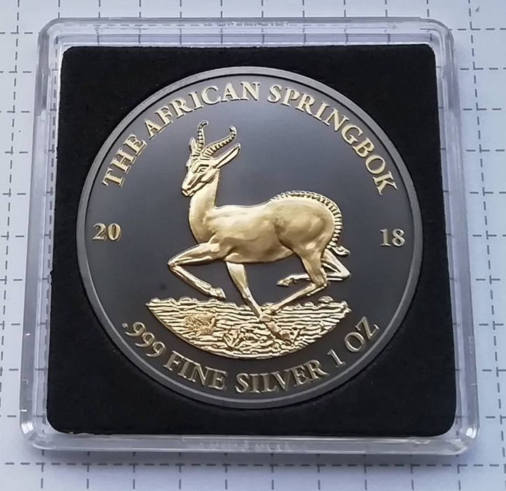 Габон 1000 франків 2018р. СРІБЛО. Унція. Сертифікат! Рутеніум+позолота