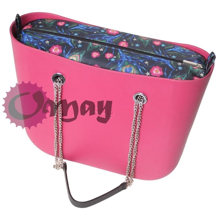 organizer OBAG STANDARD czarny kwiaty i pawie pióra 2 kieszenie OMAY