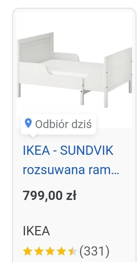 Pilne Zmiana ceny Łóżko ikea sundvik rozsuwane, rośnie z dzieckiem do