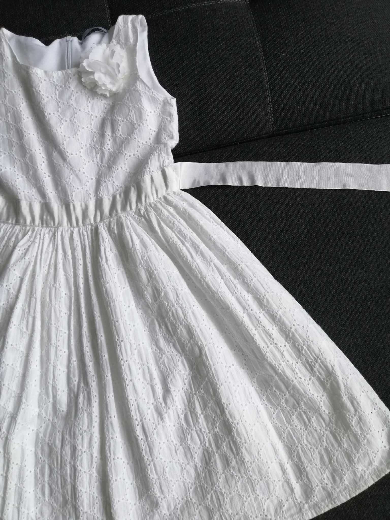Biała elegancka sukienka dla dziewczynki Smyk 8/9 lat rozmiar 134 nowa