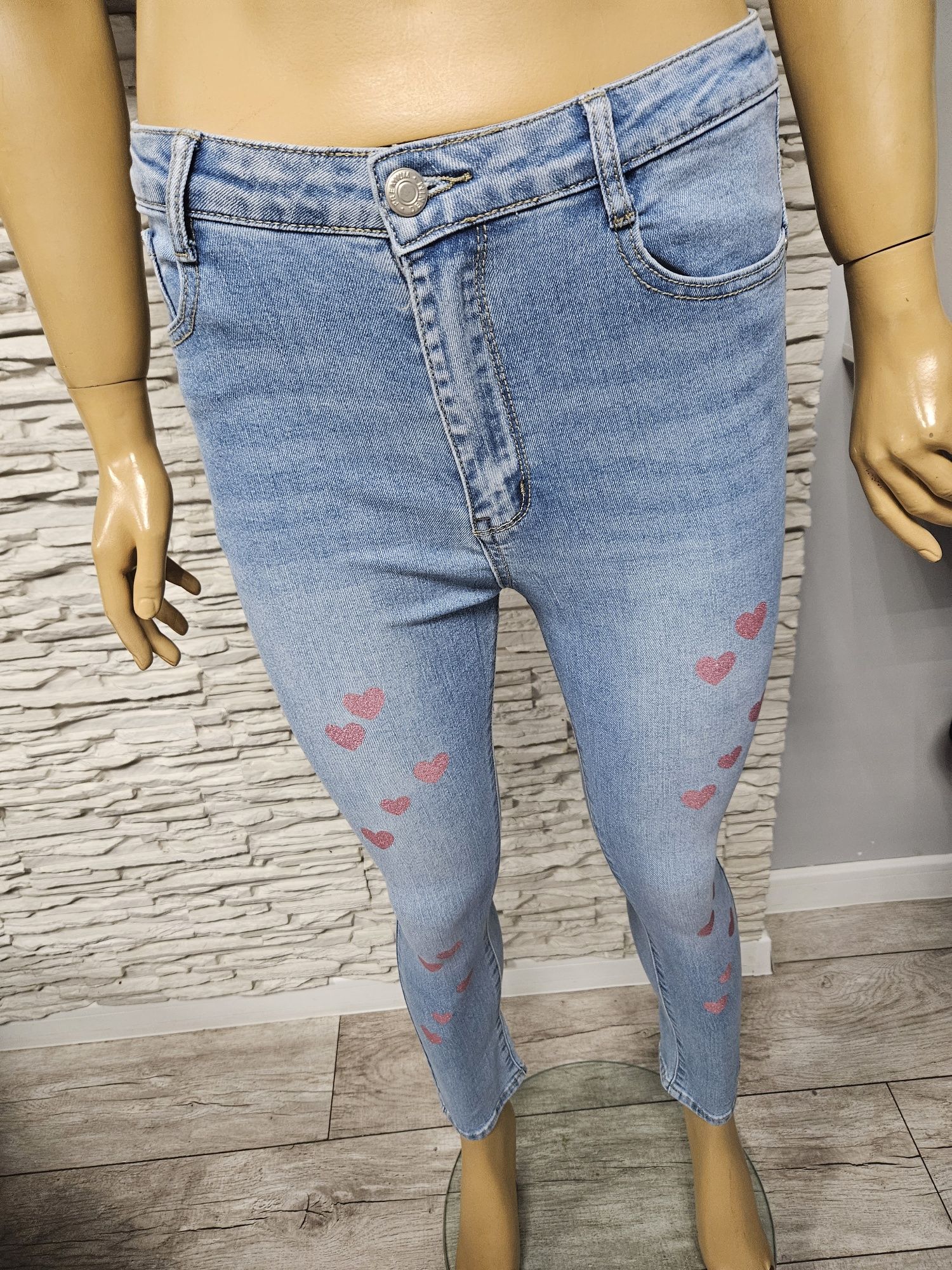 Nowe spodnie jeansowe z serduszkami rozm XL HIT push up skinny