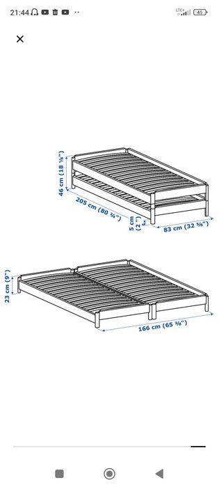 Łóżka sosnowe sztaplowane 3 sztuki,  ikea