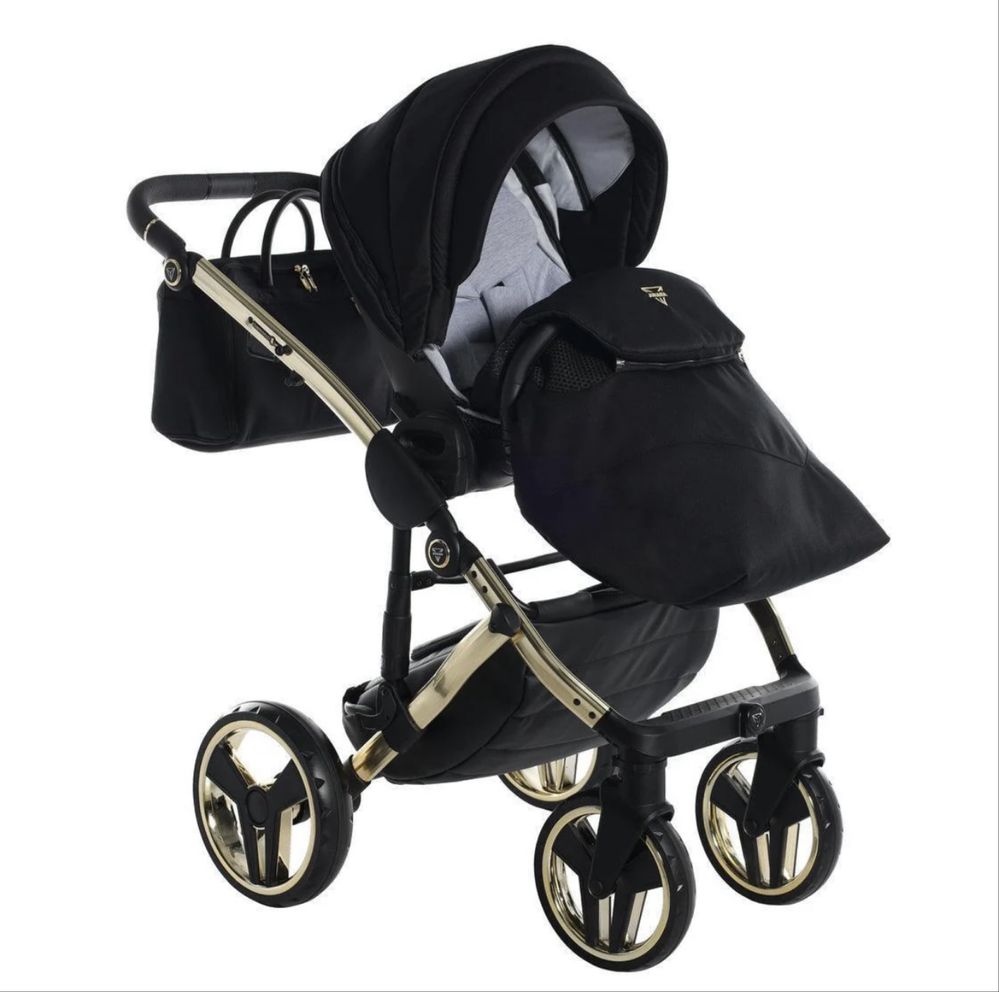 Carrinho Passeio + Babycoque Junama FLUO LINE MIRROR - Black/Gold