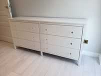 Komoda OLIVIA 6 szuflad biały złoto kryształ 172x83