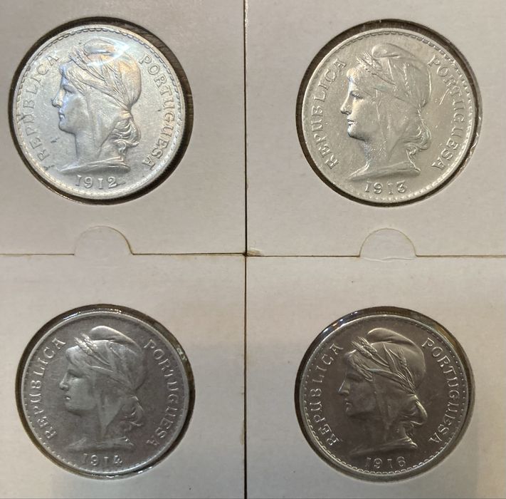 Série de 4 moedas de 50 centavos em prata