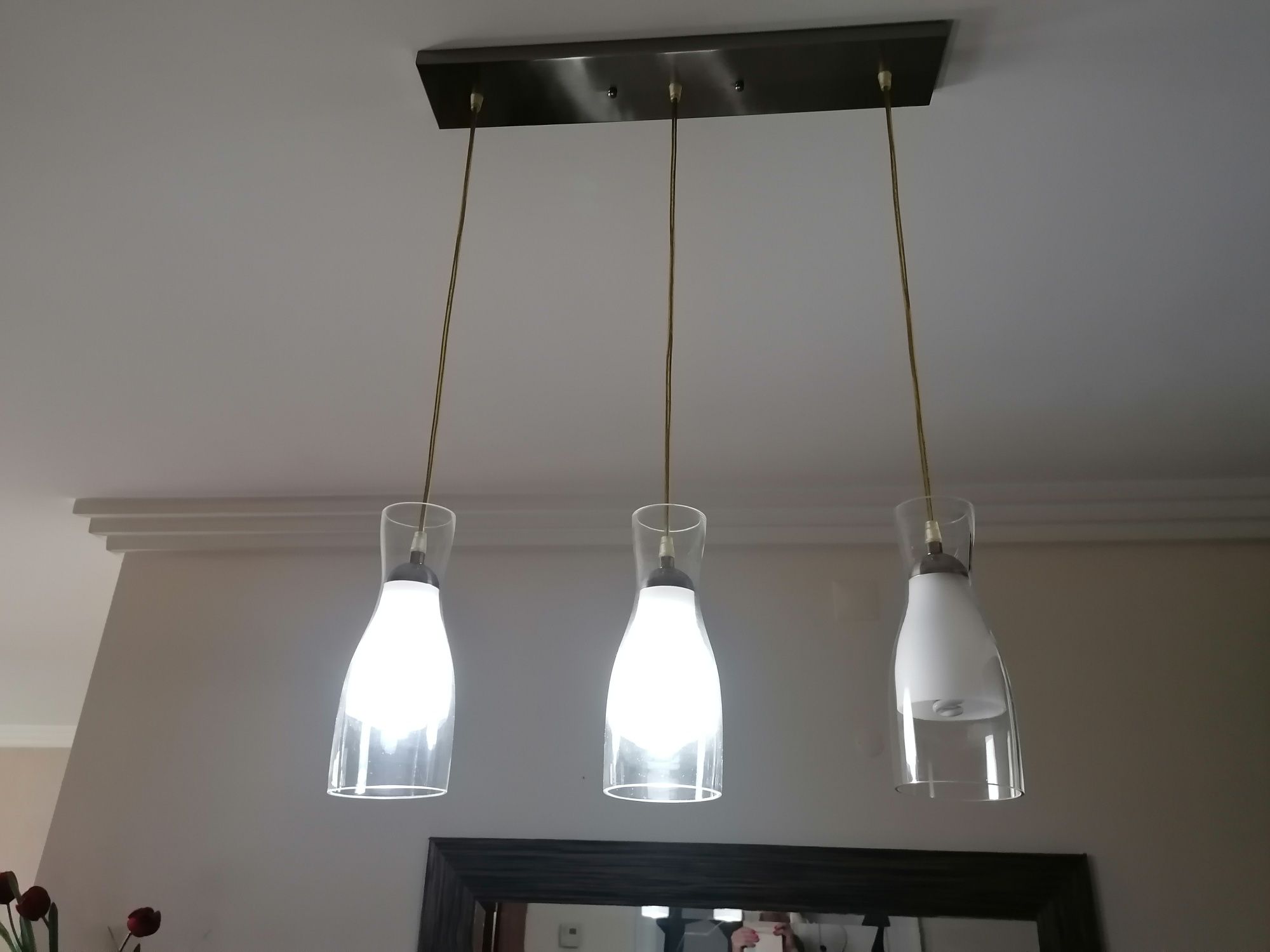 Candeeiro suspenso, qualidade inox e vidro