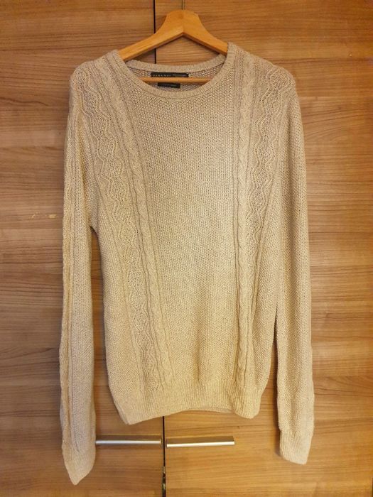 Kremowo beżowy sweter męski Zara, r. XL