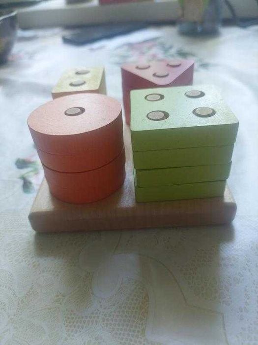 Гра для малюків, кубіки, конструктор, пазл, сортер дерев'яний