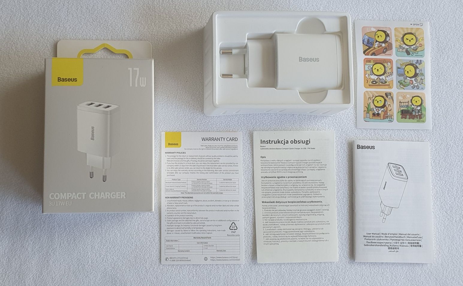 Ładowarka sieciowa Baseus Compact 3xUSB 17W biała
