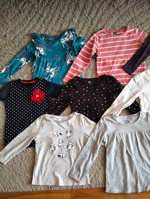 Zestaw 8 koszulek z długim rękawem dla dziewczynki rozm. 110/116