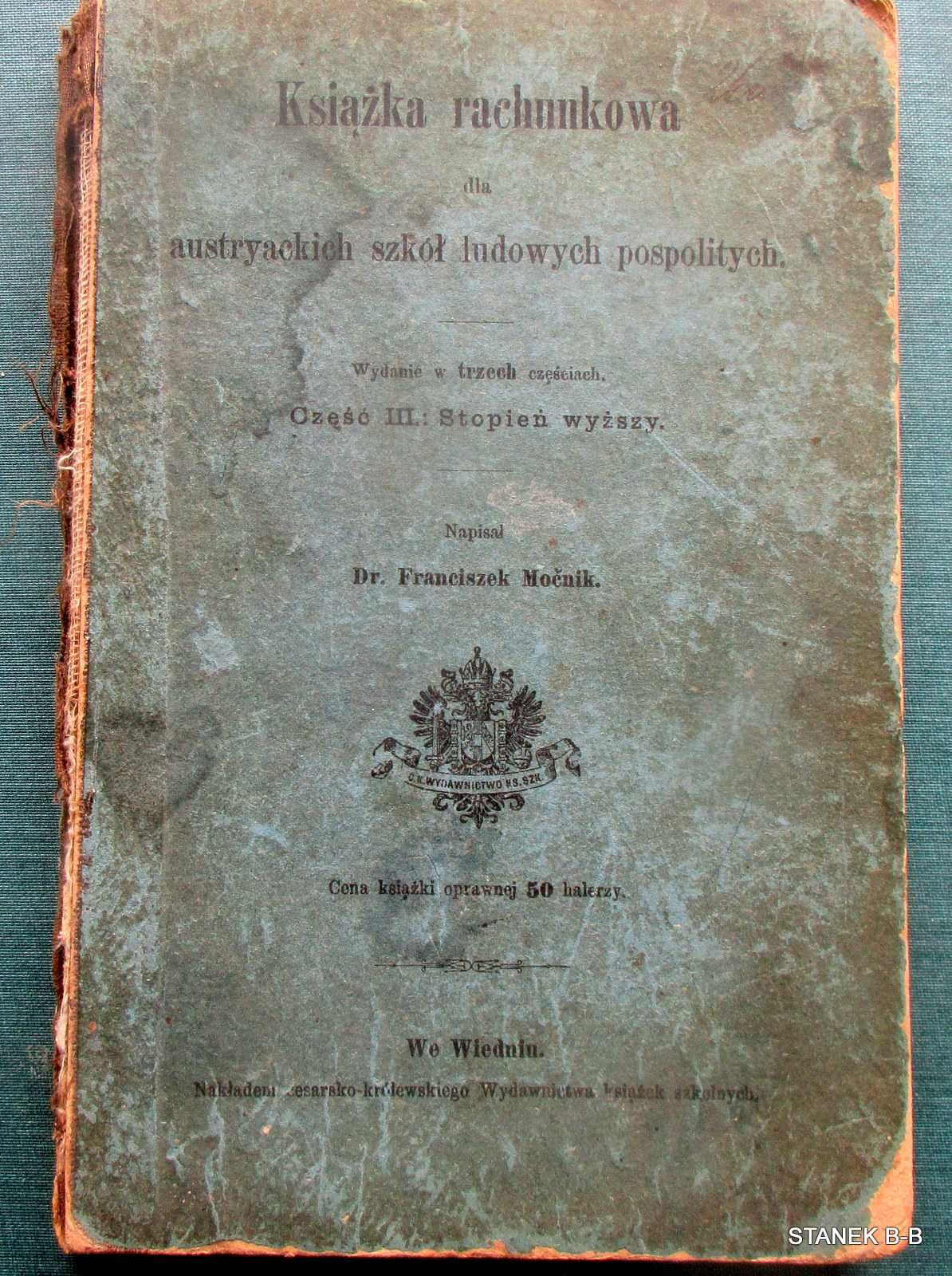 Książka rachunkowa dla austryackich szkół ludowych pospolitych  1894 r